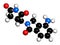 Lenalidomide multiple myeloma drug molecule. 3D rendering. Atoms are represented as spheres with conventional color coding:.