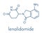 Lenalidomide multiple myeloma drug molecule. Skeletal formula.