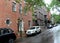 Length of brownstone apartments on one of many side streets, Boston, Mass, 2019