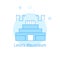 Lenin Mausoleum, Moscow Flat Vector Illustration, Icon. Light Blue Monochrome Design. Editable Stroke