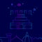 Lenin`s Mausoleum, Moscow Vector Line Icon, Illustration on a Dark Blue Background. Related Bottom Border