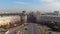 Leninsky Avenue with Monument to Yuri Gagarin during the midday down town. top view of the avenue and car traffic