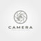 Lens camera icon logo with nature photography vector symbol illustration design