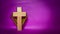 Lent Season,Holy Week and Good Friday concepts - photo of cross shape made of wood and palm leave in vintage purple background