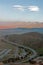 Lenticular cloud hovering above drought stricken Lake Isabella in the southern range of California\'s Sierra Nevada mountains