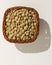 Lentil legume. Wicker basket with grains. Top view, hard light.