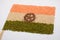 The lentil,moong whole, urad dal, pulse indian flag memorial day or veteran`s day on the white background.