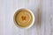 Lentil soup Bowl, Mixed Lentil soup, Egyptian Lentil soup, Turkish Lentil soup, on wooden background, top view, top shot