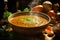 Lentil soup healthy food background