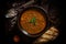 Lentils Soup, Lentil Meal in Bowl, Red Tomato Creamy Lentils Soup, Abstract Generative AI Illustration