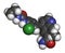 Lenvatinib cancer drug molecule (multi-kinase inhibitor). Atoms are represented as spheres with conventional color coding: