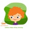 Leo. Kids zodiac. Children horoscope sign. Astrological symbols with cute baby face in cartoon style