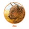 Leo metal ox year horoscope zodiac sign isolated. Digital art illustration of chinese new year symbol, astrology lunar