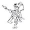 Leo zodiac sign man outline cartoon vector illustration
