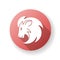 Leo zodiac sign red flat design long shadow glyph icon