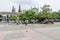 LEON, NICARAGUA - APRIL 25, 2016: View of Parque Central square in Leon, Nicaragua. Colegio La Asuncion school in the