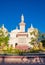 LEON, NICARAGUA, MAY, 16, 2018: Outdoor view stoned statue of Maximo Jerez fountain Ruben Dario Park Cathedral of Leon