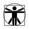 Leonardo da Vinci Vitruvian Man Sign Logo. Stick Style Icon. Vector