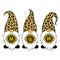 Leopard gnomes with sunflower. Mum phrase. Happy Mothers Day vector card