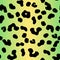 Leopard gradient pastel green, yellow seamless pattern. Animal Print 90`s style. Vector Cheetah print