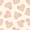 Leopard heart seamless pattern, beige jaguar print, Valentines day romantic hearts repeate background.