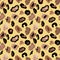 Leopard or jaguar skin seamless pattern. Wild cat exotic print on yellow background