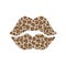 Leopard lips.  4th of July. Trend design elements in the colors of the leopard. Vector logo Illustration. Modern t shirt  print