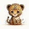 Leopard Love, The Cutest Baby Leopard in Cartoon Style - Generative AI