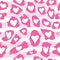 Leopard pattern design with Valentine hearts - funny  drawing seamless pattern