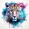 Leopard predator watercolor painting animals background texture