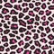 Leopard print. Vector seamless pattern with black and pink spots. Animal texture