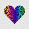 Leopard rainbow heart on a transparent background.Vector heart - symbol of love. For design of blog ,banner,poster