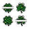 Leopard shamrock icons, Four leaf clover icons. Clover symbol of St. Patrick's Day, Lucky clover split monogram