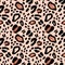 Leopard skin seamless pattern on blush pink color background. Watercolor hand painted cheetah endless print with black spots and