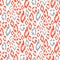 Leopard skin vector pattern in coral red color.