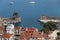 Lepanto, Greece - July 18, 2019: The port of the Greek town