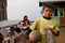 A Lepcha boy holding football