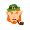 Leprechaun angry. Dwarf with red beard aggressive Emoji. Irish e