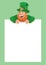 Leprechaun with blank white paper