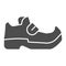 Leprechaun boots solid icon. Shoes with tapered socks symbol, glyph style pictogram on white background. Saint Patrick