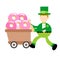 leprechaun celtic and pink sweet candy doughnut cart beverage cartoon doodle flat design vector illustration