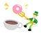 leprechaun celtic and sweet doughnut drink coffee cup cartoon doodle flat design vector illustration