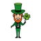 Leprechaun with clover saint patrick character