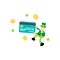 leprechaun and credit card finance service cartoon flat design illustration