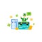 leprechaun and credit card financial analyst cartoon flat design illustration