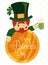 Leprechaun Elf Celebrating St. Patrick\'s Day with a Beer, Vector Illustration