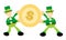 leprechaun fight battle for gold coin money dollar cartoon doodle flat design vector illustration