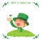 Leprechaun Found a Four-Leaf Clover for St. Patrick\'s Day Card