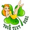 leprechaun girl on big green clover leaf