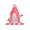 Leprechaun girl in pink clothes with pigtails and a striped hat. Christmas gnome for girls,